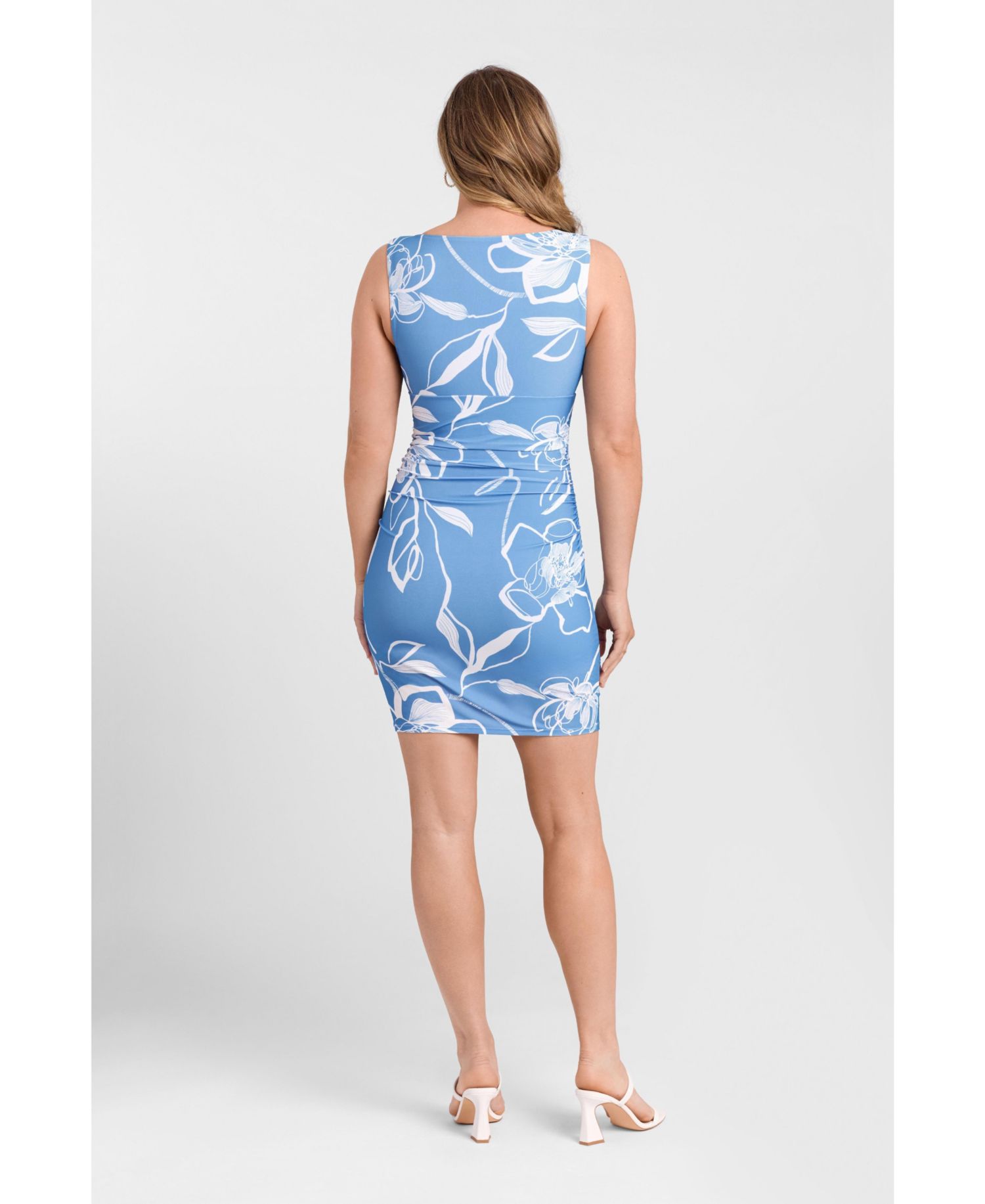 Women's Sculpting Shapewear Shirred Waist V-Neck Mini Dress