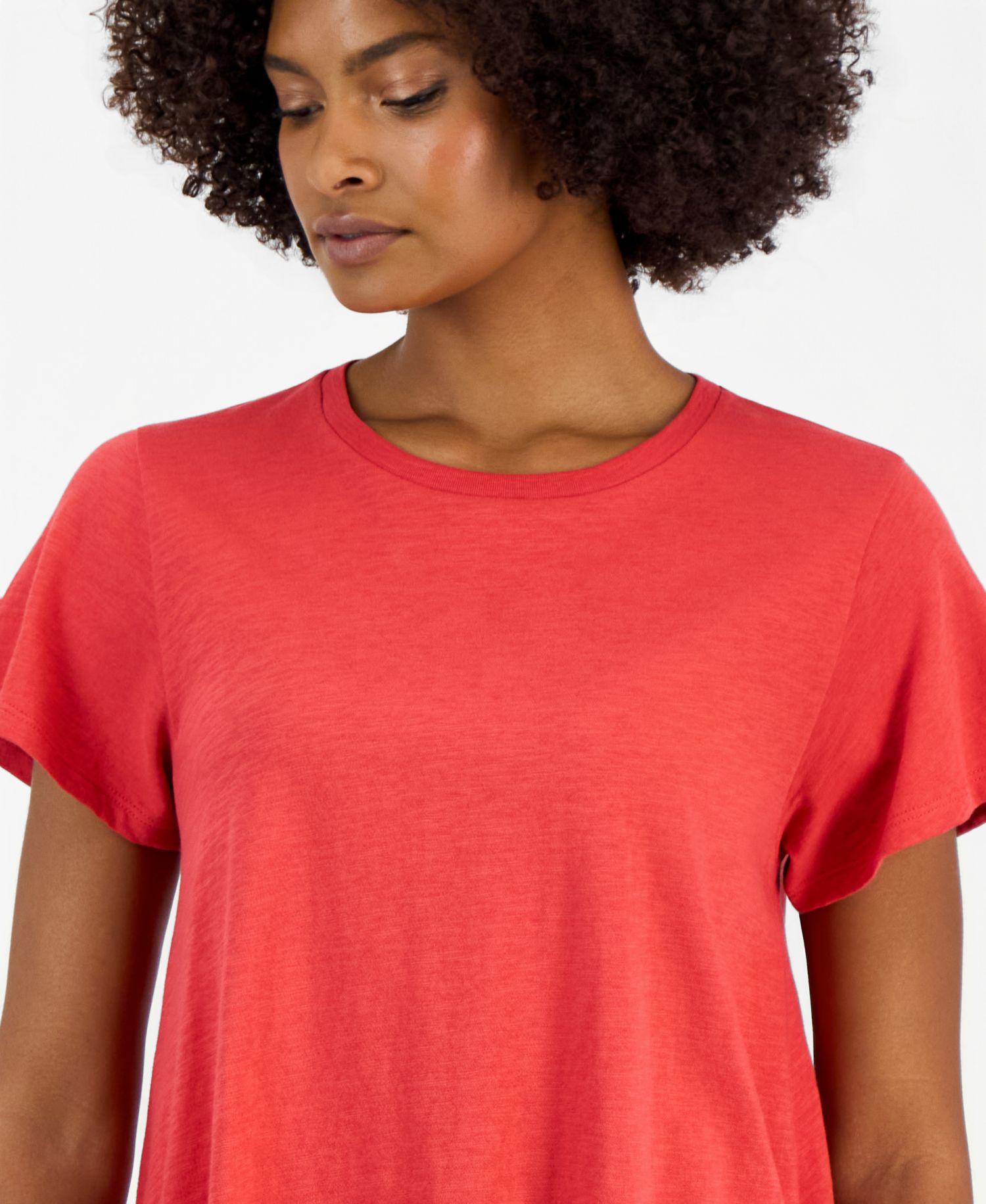 Women's Cotton Cap-Sleeve Crewneck Tee
