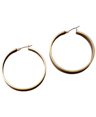 New York Gold-Tone Drama Flat Hoop Earrings