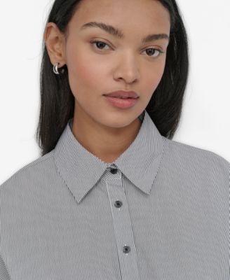 Petite Collared Cap-Sleeve Blouse
