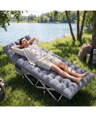 Folding Camping Cot with Removable Cotton Mattress for Office, Home and Beach, 600 lbs