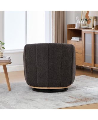 31.89" Wide Modern Chenille Swivel Chair, Upholstered Barrel Armchair for Living Room, Office