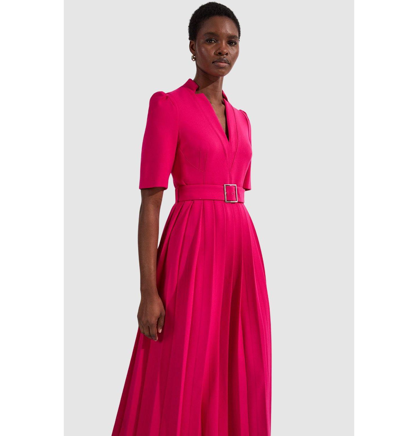 Женское платье Karen Millen Crepe Forever Pleat Midi, цвет: Пурпурный — фото 3