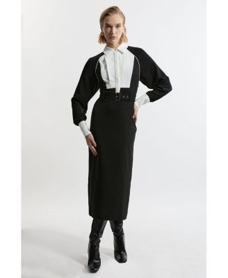 Women's Twill Collared Woven Midi Dress