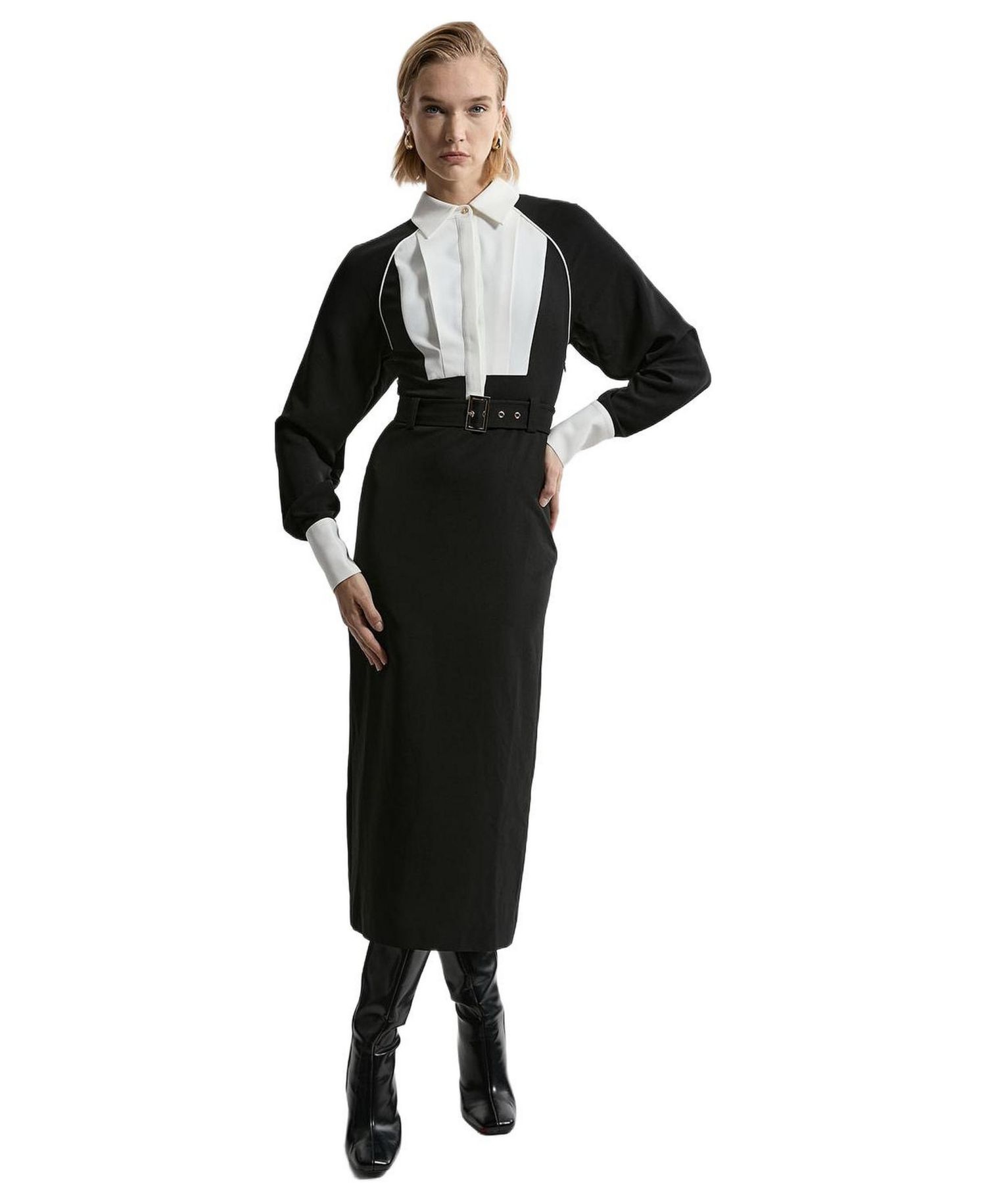 Women's Twill Collared Woven Midi Dress