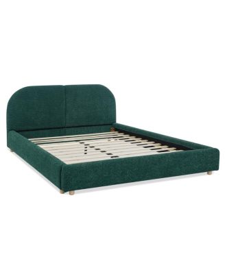 Modern Queen Green Fabric Bed with Headboard
