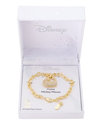 Mickey Mouse Open Heart Crystal and Cubic Zirconia Charm Bracelet