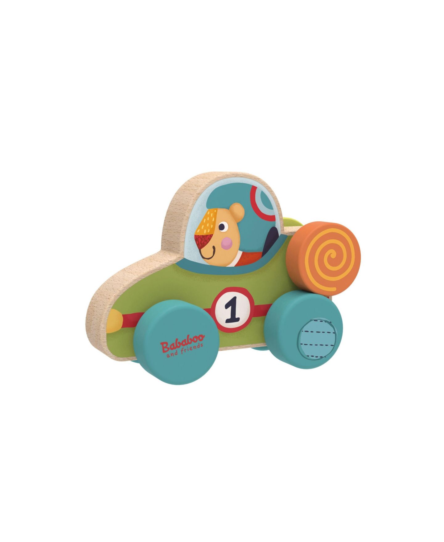 Детская игрушка Bababoo and friends Lion Wooden Push-Along Racecar Toy, цвет: Open Miscellaneous — фото 1
