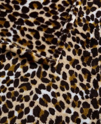 Etched Leopard Printed Plush Throw, 70" X 50"