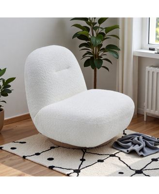 Luxury Modern Swivel Accent Chair, Boucle Rotating Sofa Chair, Minimalist Cloud Chair