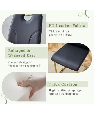 Streamdale Marble-patterned glass dining set with gold accents: 63-inch foldable table & 4 armchairs