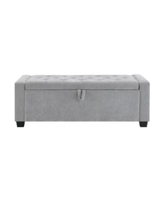 48" Storage Ottoman Bench with Safety Hinge, Upholstered Entryway Seating