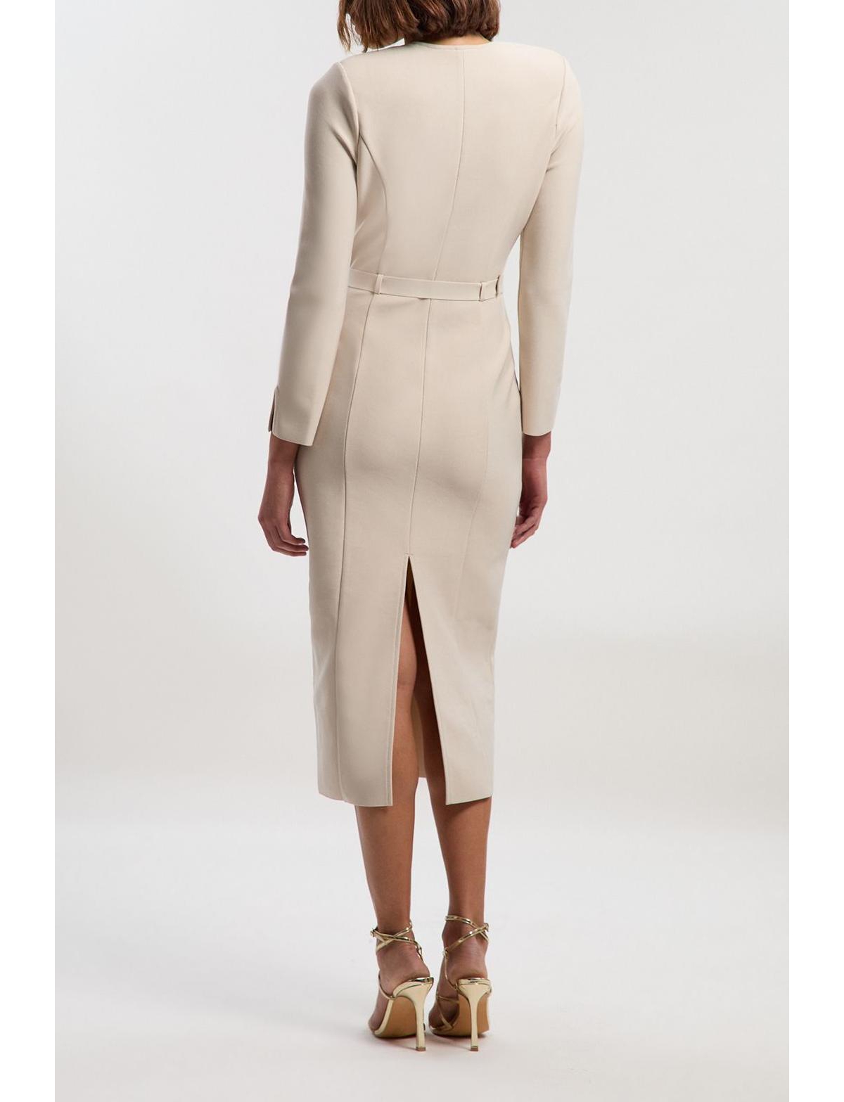 Karen Millen Women's Figure Form Bandage Belted Midi Dress