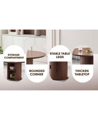 Round Dining Table with Two Layers of Storage Shelves