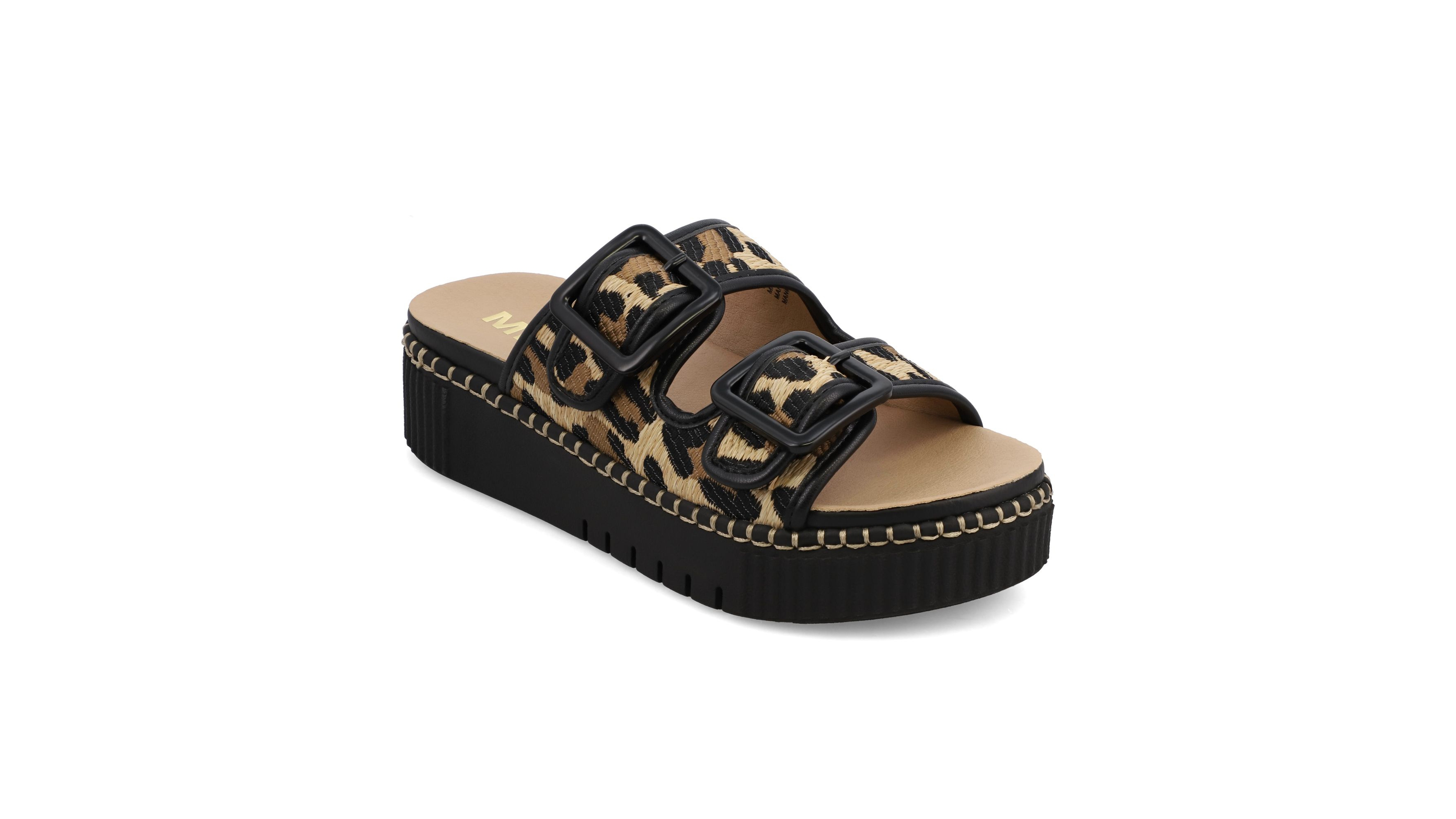 Mia Women's Jimenna Double Buckle Slip-On Flatform Casual Sandals