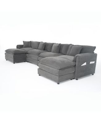 Modular Sectional Sofa, Oversized Deep Seat U Shaped Couch Set, 4-Seater