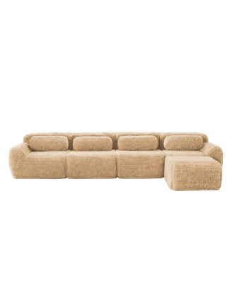 L-Shaped Soft Fluffy Plush Modular Sectional Sofa