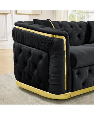 Velvet Chesterfield Couch Set: 84.6" Sofa, 62.6" Loveseat