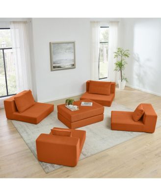 Modular Cloud Sectional Couch, Modern L-Shaped Sofa with Ottoman