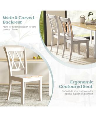 Solid Wood Dining Chair Set of 4 Armless Kitchen Chairs w/ Rubber Wood Frame Cross Back