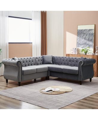 83.5" Oversized L-Shaped Sectional Sofa, 5-Seater Couch with 3 Pillows
