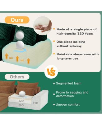 Modern L-Shaped Flannelette Sectional Sofa with Movable Ottoman