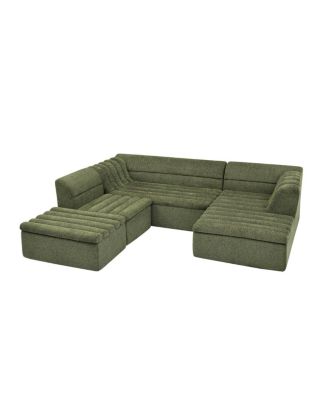 135" U-Shaped Modular Sectional Sofa with Chaise & Movable Ottoman