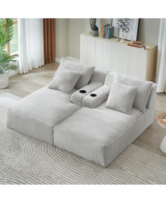 Streamdale Compressible double chaise lounge with cupholders - No Assembly Required