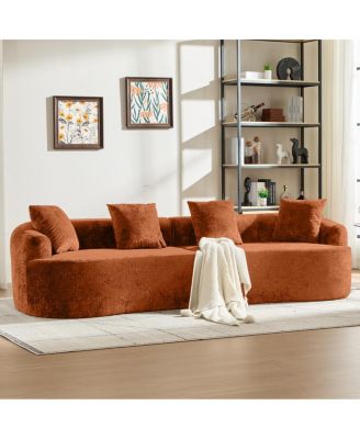 Curved Loveseat with 3 Pillows, Deep Seat Couch for Apartment