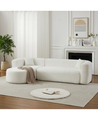  Luxury Modern Curved Sectional Sofa, Chenille, Beige (Left Chaise