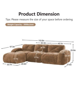Camel L-Shaped Velvet Sofa with Tufted Design, Ergonomic, High-Density Sponge, No Assembly