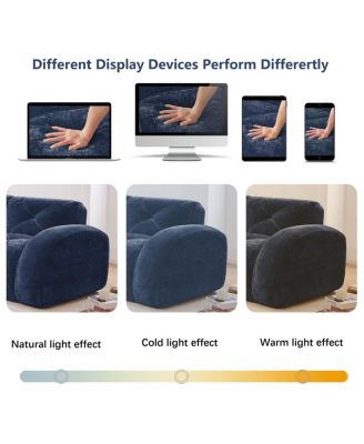 L-shaped Velvet Tufted Sofa with Movable Ottoman