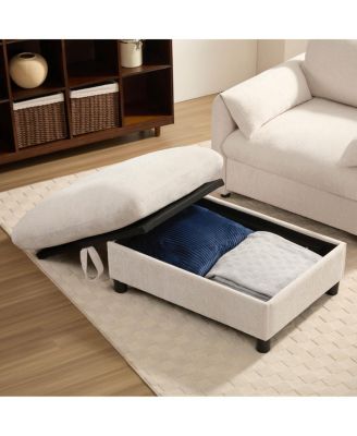 37" Sofa with Storage Ottoman, Phone Holder, Charger, Pockets, Chenille Armchair