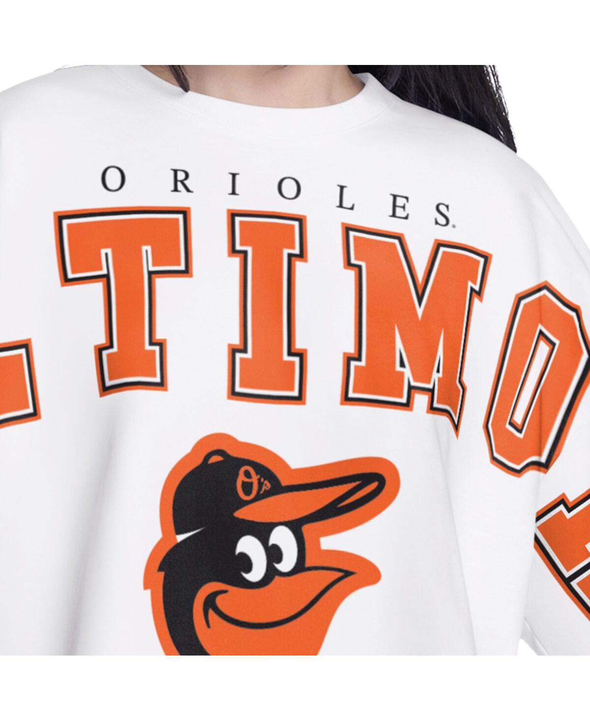 G-iii 4Her by Carl Banks Women's White Baltimore Orioles Bleachers Cropped Pullover Sweatshirt
