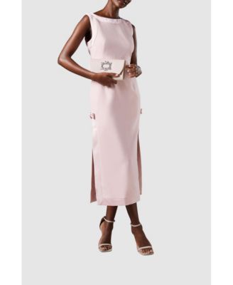 Women's Bow Detail Round Neck Midaxi Dress