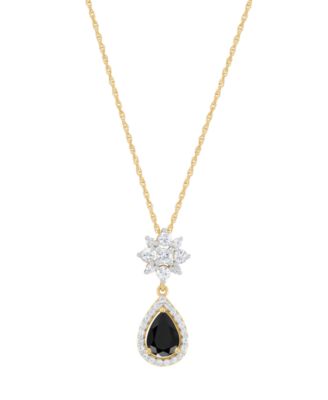 Onyx & White Topaz (3/8 ct. t.w.) Pendant Necklace in 14k Yellow Gold Over Sterling Silver