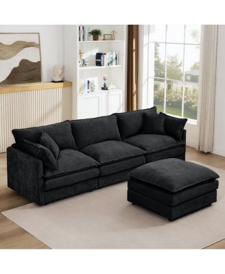  Modular Sectional Sofa, 102" L-Shaped Couch Set with Movable Ottoman