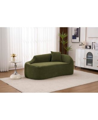 Compression Curved Chaise Longue Indoor, Modern Chenille Loveseat Couch
