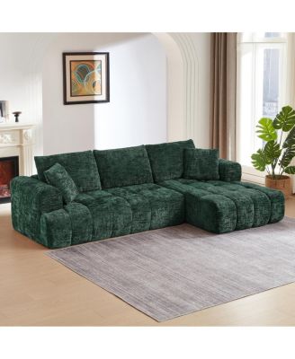 Chenille L-Shape Luxury Sectional Sofa, Minimalist Design, Comfy Sleeper Couch