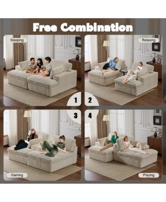 Double Chaise Lounge Indoor, Oversized Upholstered Sleeper Cloud Couch