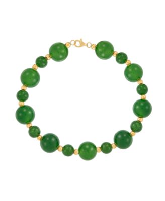 Onyx (10mm) Beaded Bracelet in 14k Yellow Gold Over Sterling Silver (Also available in Jade Bead)