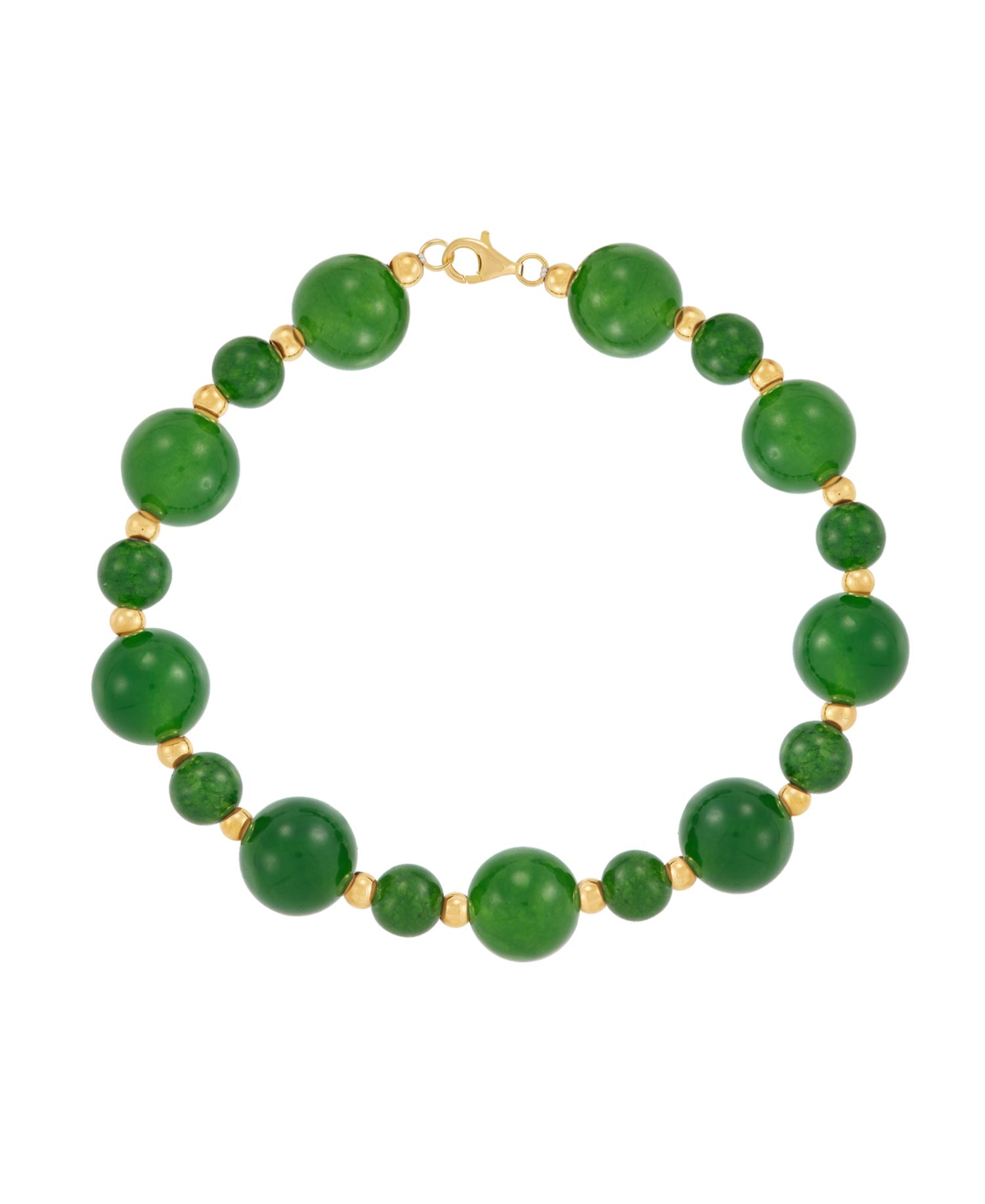 Onyx (10mm) Beaded Bracelet in 14k Yellow Gold Over Sterling Silver (Also available in Jade Bead)