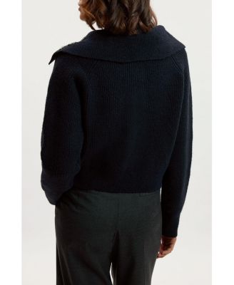 Women's Embellished Collar V Neck Knit Sweater