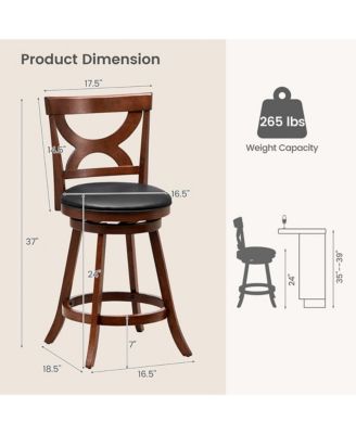 4pcs 24'' Bar Stools 360degree(s) Swivel Counter Height w/ PVC Leather Cushioned Seat