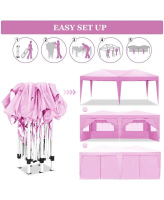 10'x20' Folding Canopy with 6 Removable Sidewalls & UPF 50+ Gazebo