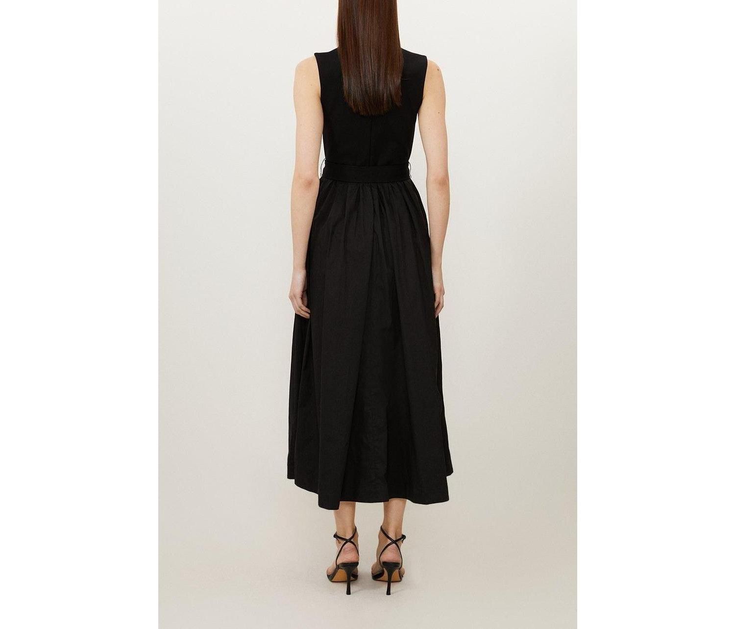Women's Square Neck Belted Maxi Dress