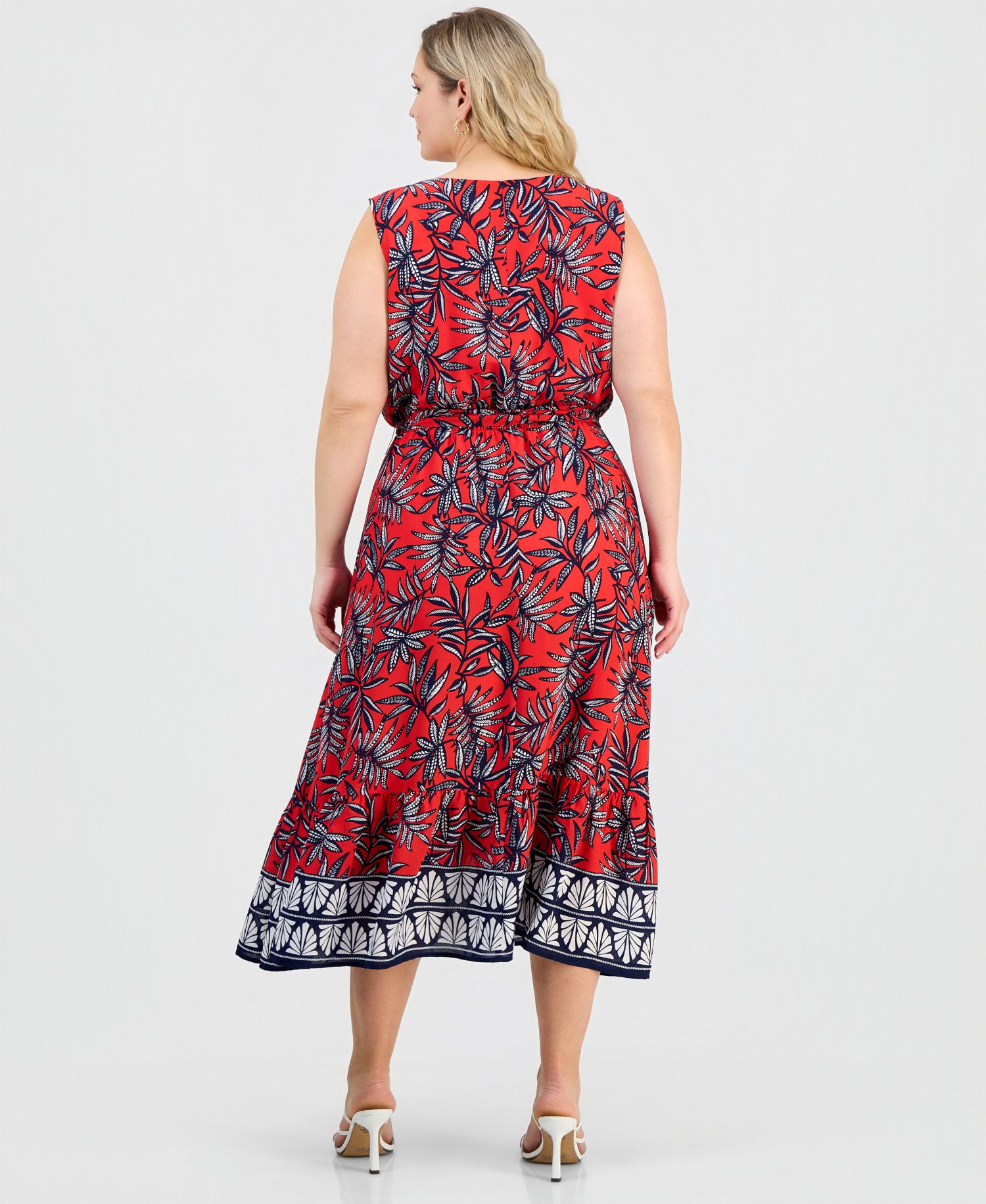 Plus Size V-Neck Sleeveless Tiered Dress