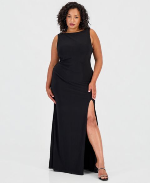Женские платья B Darlin Trendy Plus Size Scoop-Neck Shiny Knit Gown, цвет: Oxford