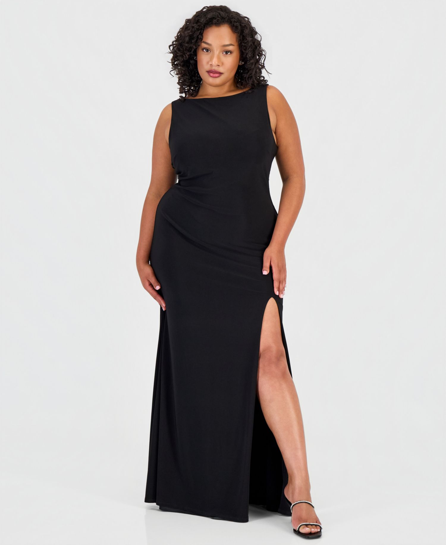 Trendy Plus Size Scoop-Neck Shiny Knit Gown