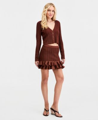 Women's Metallic-Knit Cropped Cardigan, Macy's Exclusive 